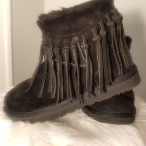 UGGs 'Wynona' Fringe Ankle Boot in Black Suede size 39 (8)